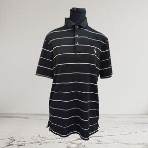 Polo Ralph Lauren Performance Black and White Striped Polo Shirt Small